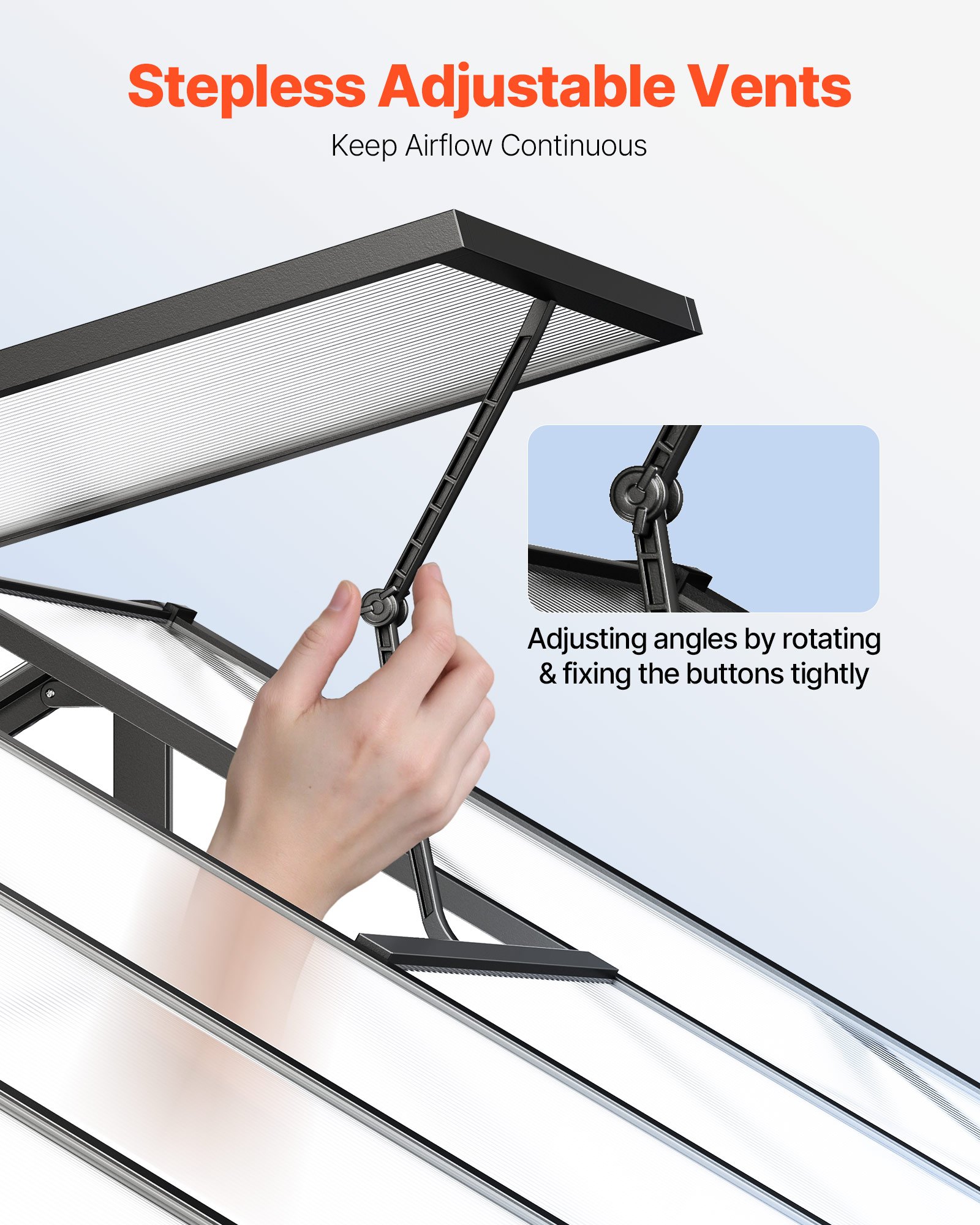 VEVOR Polycarbonaat kas, 236x402,5x207cm, buitenkas met 2 ventilatieramen, plantenkas in paviljoenstijl met openslaande deur, inloopkas van aluminium voor buitentuin