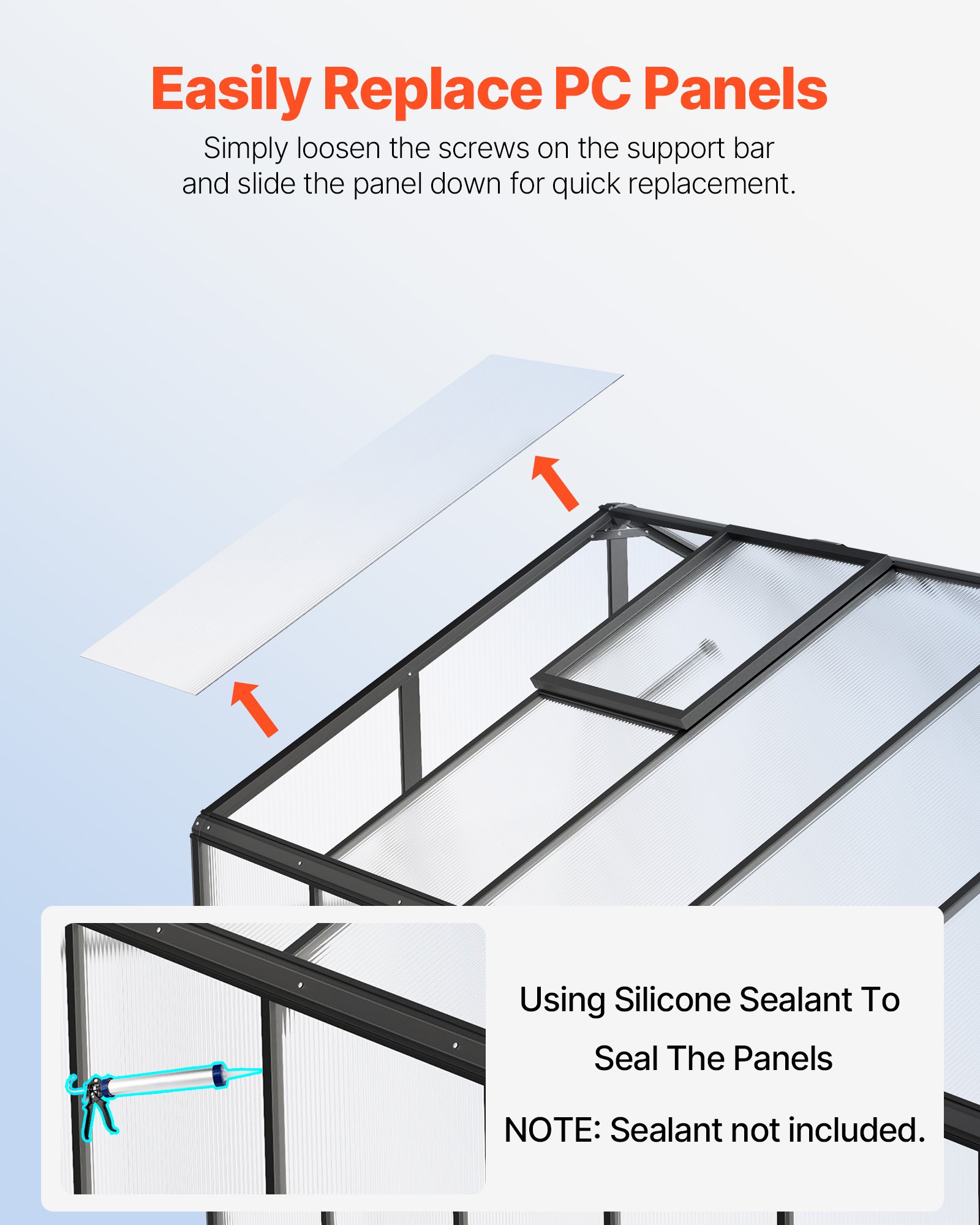 VEVOR Polycarbonaat kas, 236x402,5x207cm, buitenkas met 2 ventilatieramen, plantenkas in paviljoenstijl met openslaande deur, inloopkas van aluminium voor buitentuin
