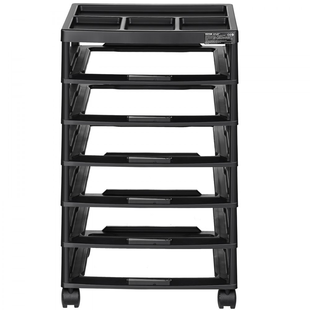 VEVOR Scrapbook Rolling Storage Cart, 6-Tier Large Capacity with Organizer Top, Black Frame with 4 Removable Wheels, PP Material Cart Only, Rolling Craft Storage for Office Arts and Crafts Supplies
