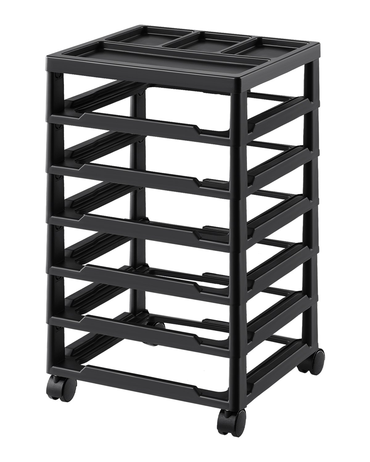 VEVOR Scrapbook Rolling Storage Cart, 6-Tier Large Capacity with Organizer Top, Black Frame with 4 Removable Wheels, PP Material Cart Only, Rolling Craft Storage for Office Arts and Crafts Supplies