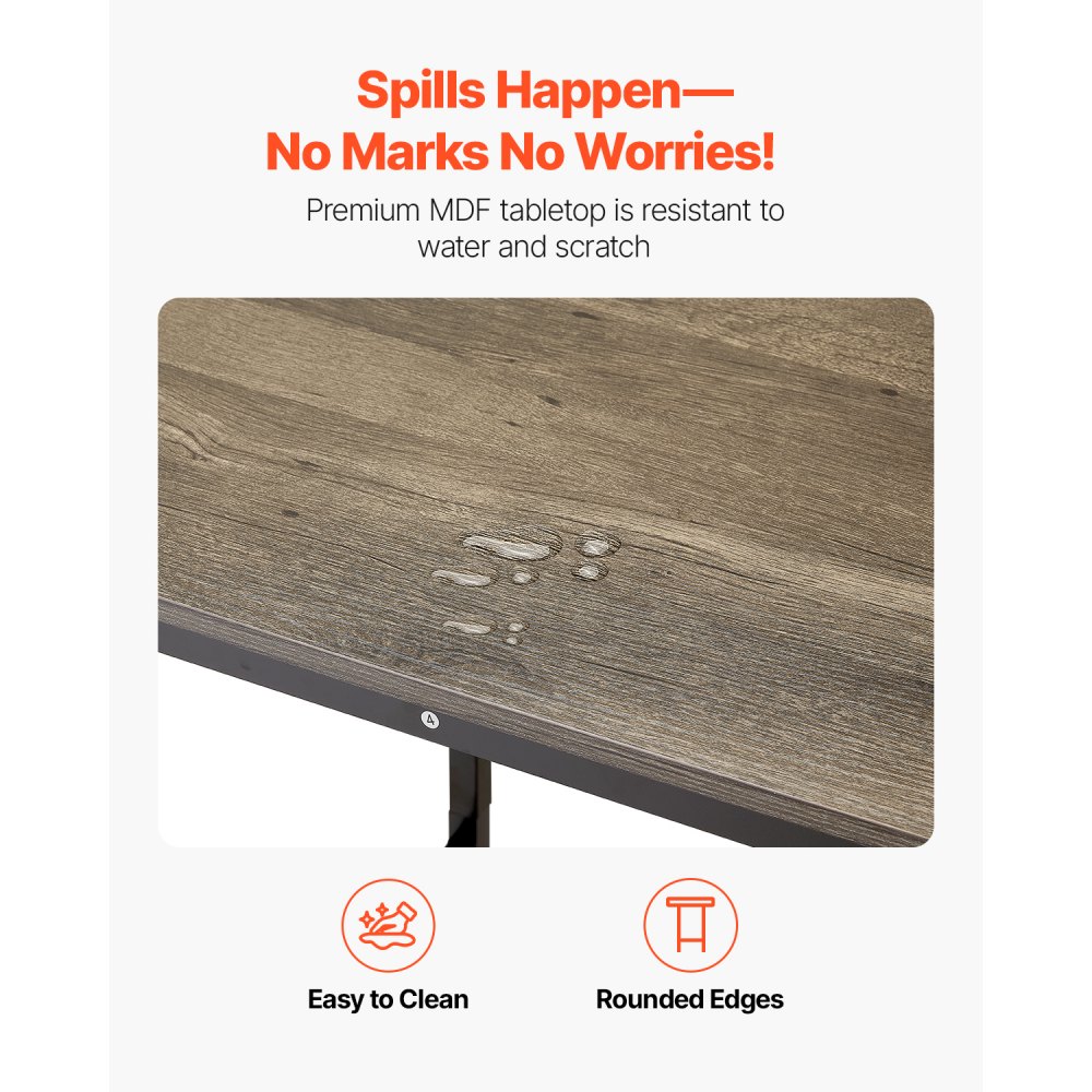 VEVOR Bar Table, Sturdy Metal Frame High Top Pub Table, Small Kitchen Dining, Cocktail Coffee Counter Bar Height Desk, Easy to Assemble, 24x24x36 in, for Living Room Party, Rustic Brown and Black