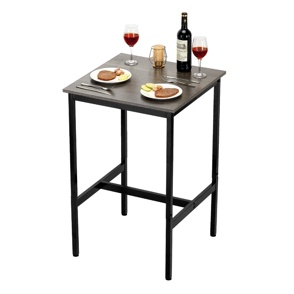 VEVOR Bar Table, Sturdy Metal Frame High Top Pub Table, Small Kitchen Dining, Cocktail Coffee Counter Bar Height Desk, Easy to Assemble, 24x24x36 in, for Living Room Party, Rustic Brown and Black