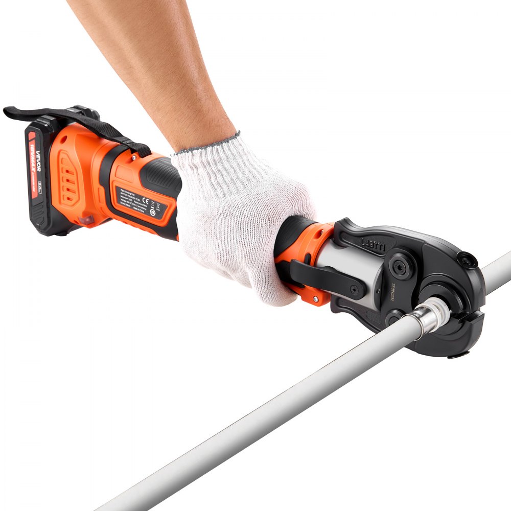 VEVOR Cordless Pipe Press Tool Kit, 18V Electric Pipe Crimping Tool for PEX & Aluminum-Plastic Tubes - with TH16 TH20 TH26 TH32 Press Jaws, 2pcs 2AH Batteries, Fast Charger & Carrying Case
