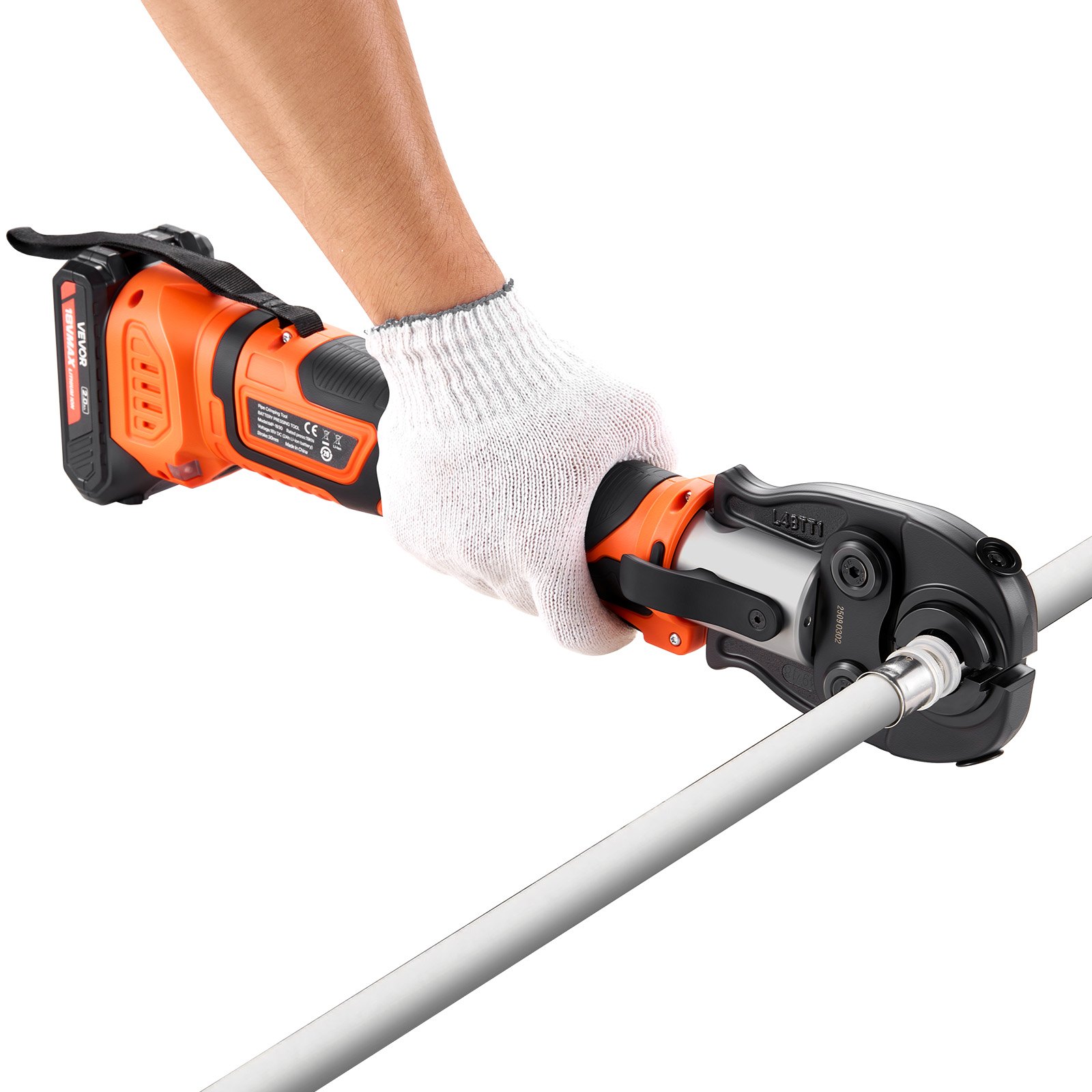 VEVOR Cordless Pipe Press Tool Kit, 18V Electric Pipe Crimping Tool for PEX & Aluminum-Plastic Tubes - with TH16 TH20 TH26 TH32 Press Jaws, 2pcs 2AH Batteries, Fast Charger & Carrying Case
