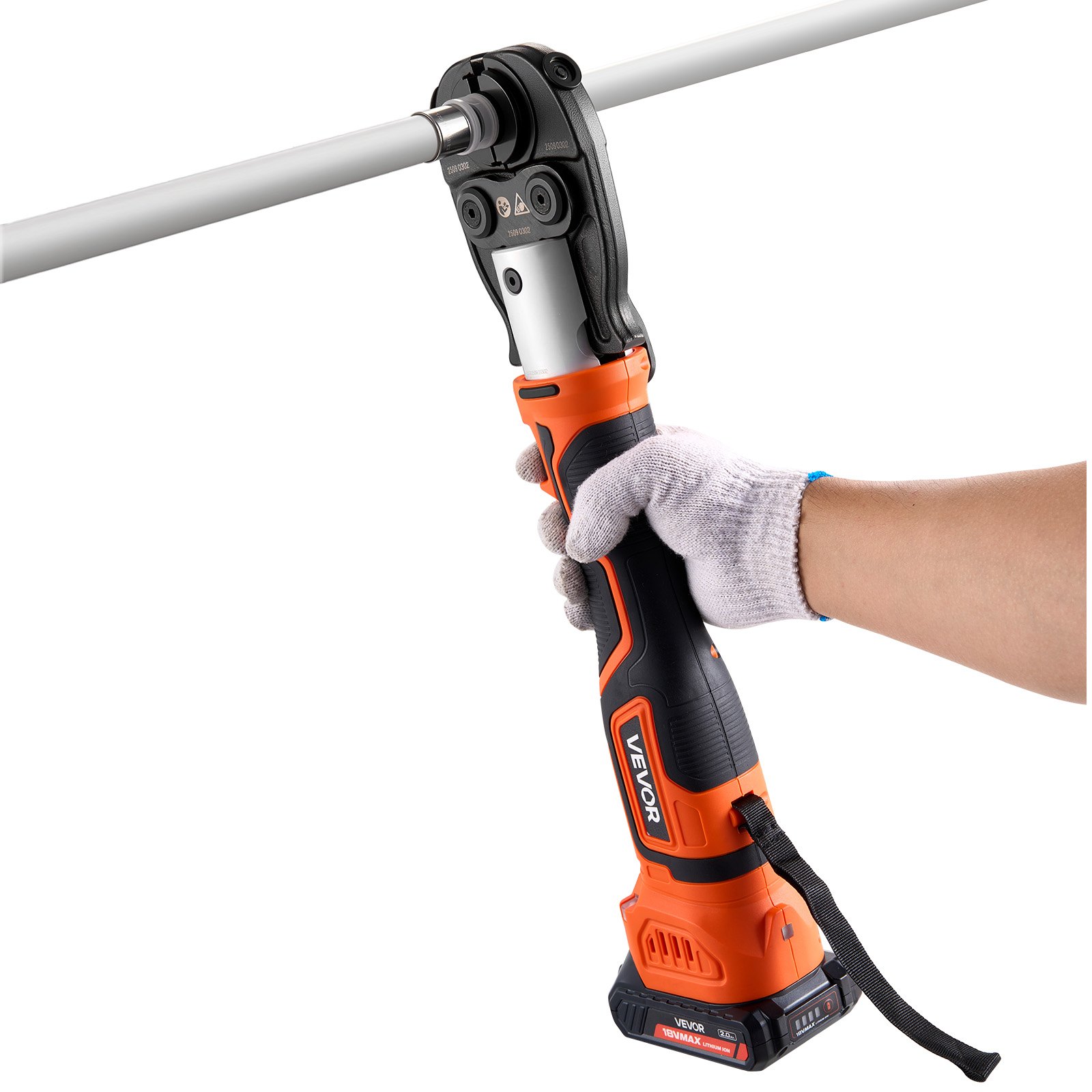 VEVOR Cordless Pipe Press Tool Kit, 18V Electric Pipe Crimping Tool for PEX & Aluminum-Plastic Tubes - with TH16 TH20 TH26 TH32 Press Jaws, 2pcs 2AH Batteries, Fast Charger & Carrying Case