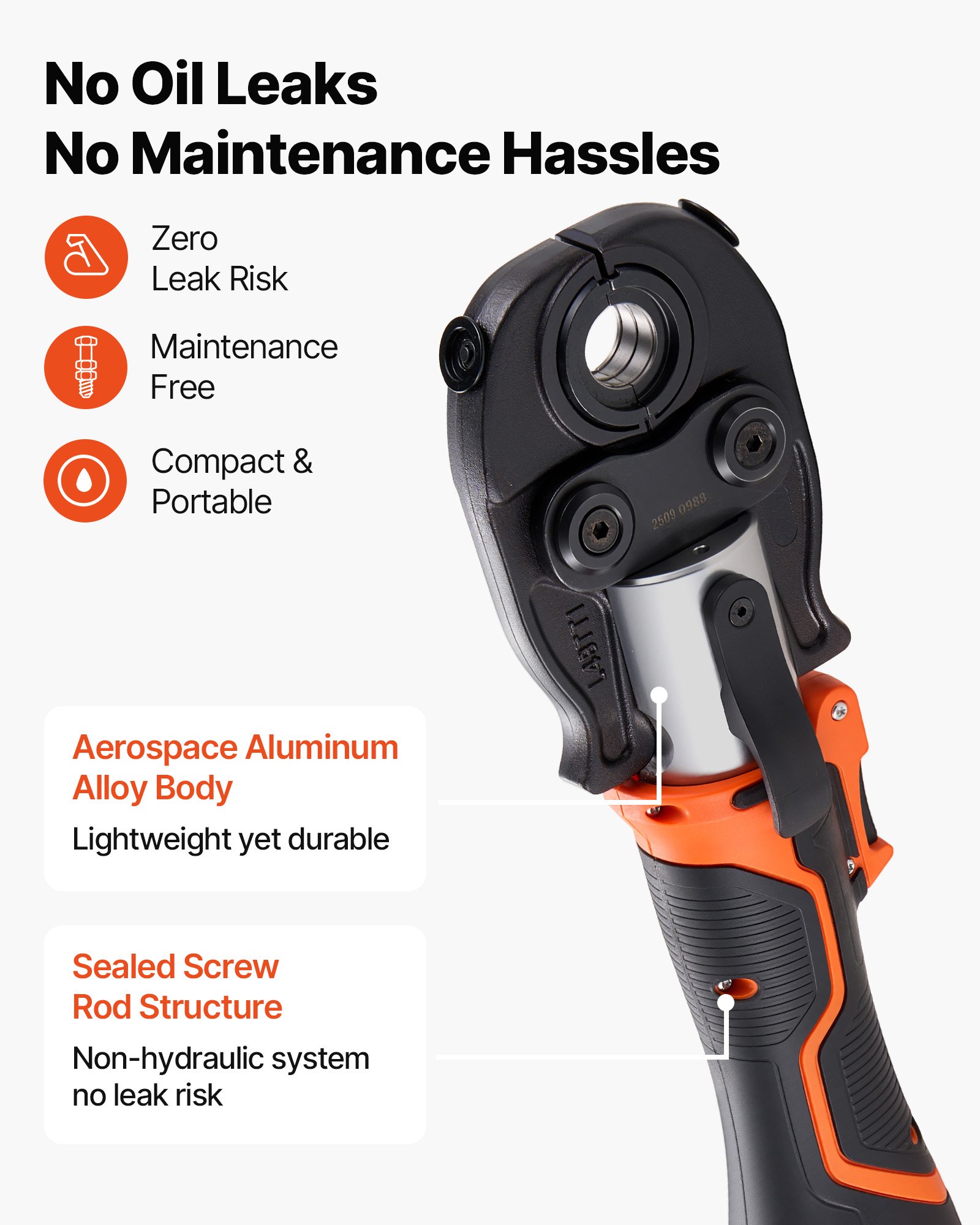 VEVOR Cordless Pipe Press Tool Kit, 18V Electric Pipe Crimping Tool for PEX & Aluminum-Plastic Tubes - with U16, U20, U25, U32 Press Jaws, 2pcs 2AH Batteries, Fast Charger & Carrying Case