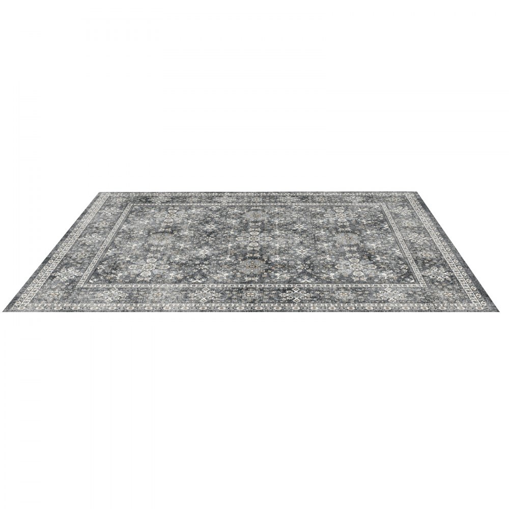 VEVOR Vloerkleed, 2439x3048 mm, kortpolig, wasbaar vloerkleed voor in de woonkamer, antislip, vintage stijl binnenmat voor slaapkamer, woonkamer, kinderkamer, hal, kantoor, grijs