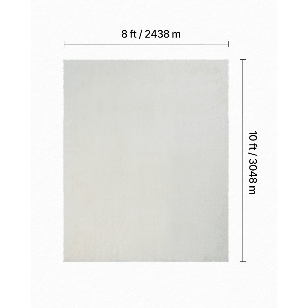 VEVOR Hoogpolig Vloerkleed 3048x2438 mm, pluizig woonkamer vloerkleed met drielaags materiaal, 35 mm poolhoogte, voor woonkamer, slaapkamer, loungehoek, pluisvrij en zacht, wit