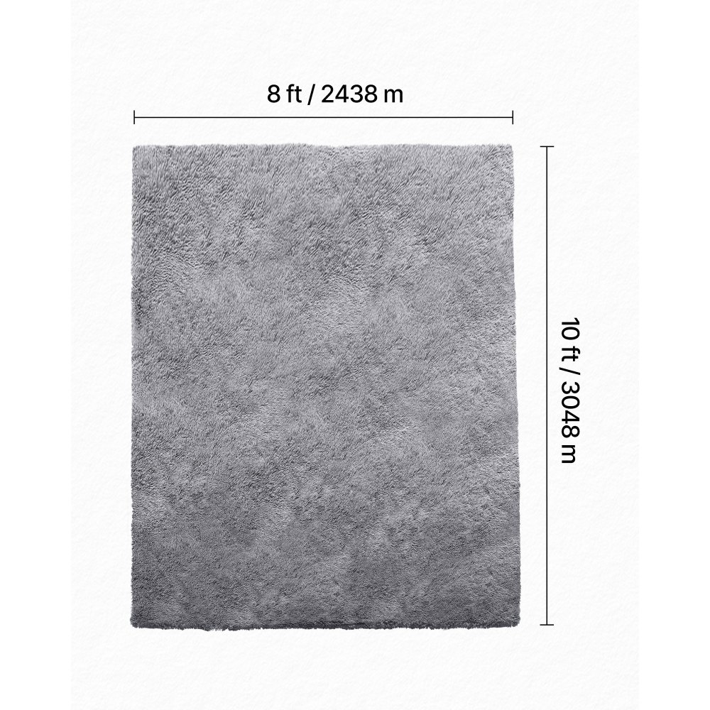 VEVOR hoogpolig tapijt 3048x2438 mm, pluizig woonkamertapijt met drielaags materiaal, 35 mm poolhoogte, voor woonkamer, slaapkamer, zithoek, pluisvrij en zacht, grijs