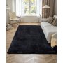 VEVOR Indoor Plush Area Rugs, 8 x 10 ft Soft Plush Carpet, Furry Shag Area Rugs for Living Room, Bedroom, Sunroom, Modern Home Decor Aesthetic, Non-Shedding, Non-Woven, Slip-Resistant, Black