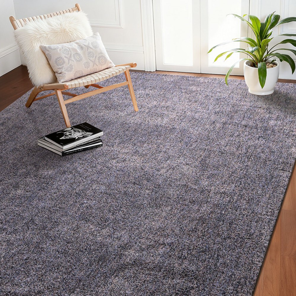 VEVOR Indoor Plush Area Rugs, 8 x 10 ft Plush Carpet, Area Rugs Furry with Long Plushs Pile, Thick & Durable High-Pile Rug for High-Traffic Areas, Non-Shedding & Non-Slip Backing, Blue-Gray