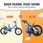 VEVOR toddler balance bike quick folding feature demonstrated with before and after comparisons.