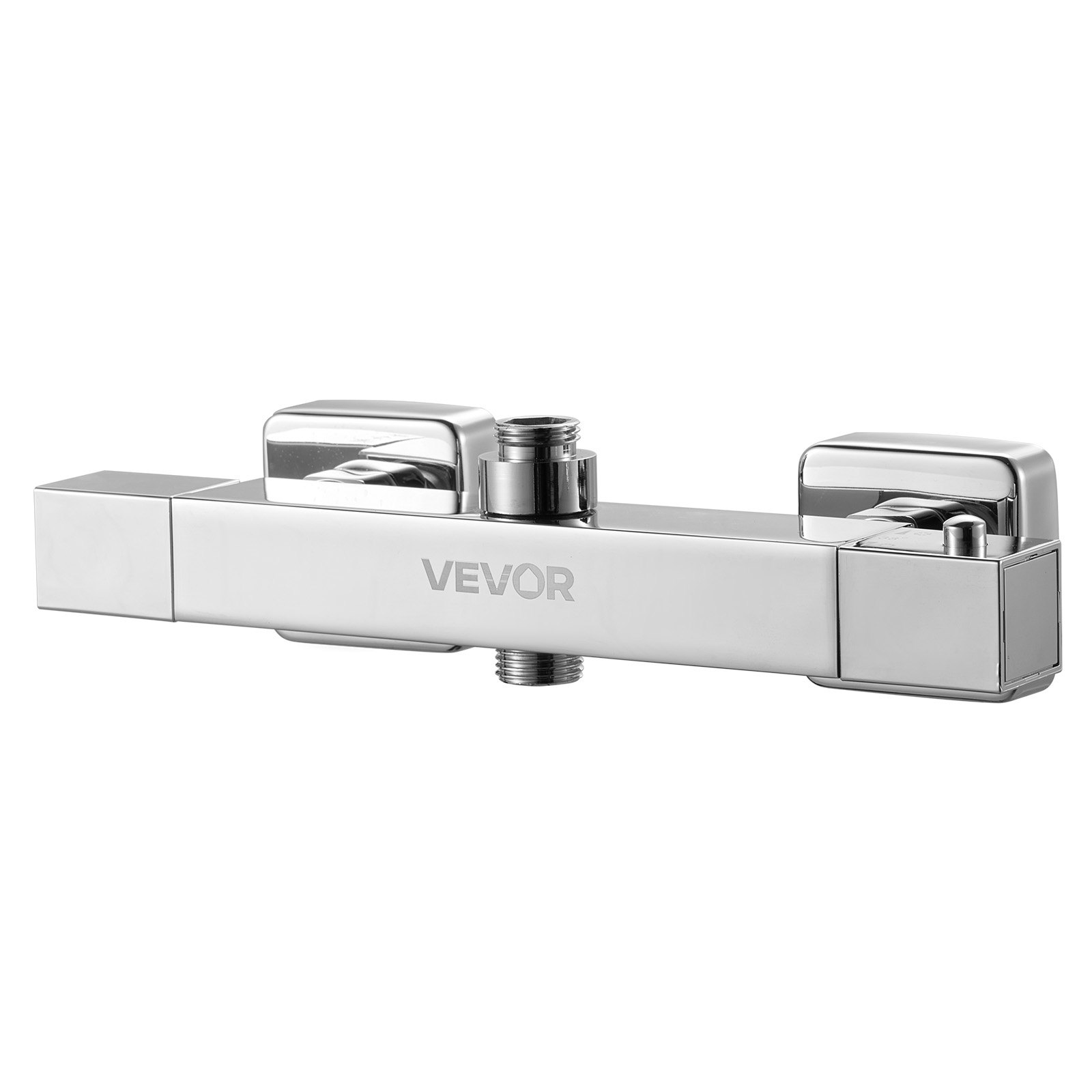 VEVOR Douchekraan met thermostatische douchethermostaat met 38 °C veiligheidsslot, douchekraankraan badkraan (2 gaten), temperatuurregelventielen voor badkamer camper hotel chroom zilver