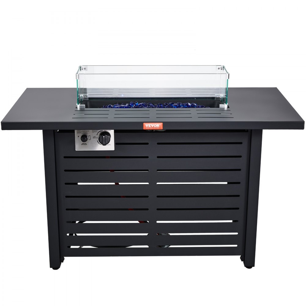VEVOR buitenvuurtafel 109cm gashaard vuurschaal koolstofstaal gashaard 109x56x62cm incl. stalen deksel windbescherming regenbescherming 9L propaantank voor 9 uur vuurtafel voor patiotuin