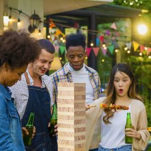 VEVOR wiebeltoren houten stapelspel torenspel 54 blokken wiebeltoren 27cm hoog