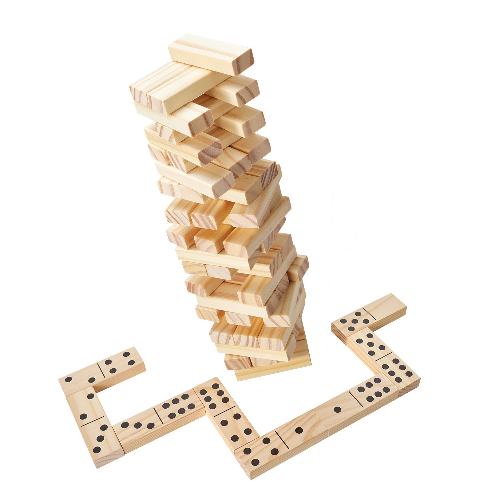 VEVOR Tumbling Timber Toy, 54 Blocks Tumble Tower Blocks Game, Pine Wood Tumbling Tower Game with Storage Crate, Multiple Ways to Play Wooden Stacking Game, Tumble Tower Family Game for Indoor/Outdoor