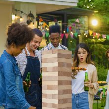 VEVOR wiebeltoren houten stapelspel torenspel 54 blokken natuurlijke houten wiebeltoren