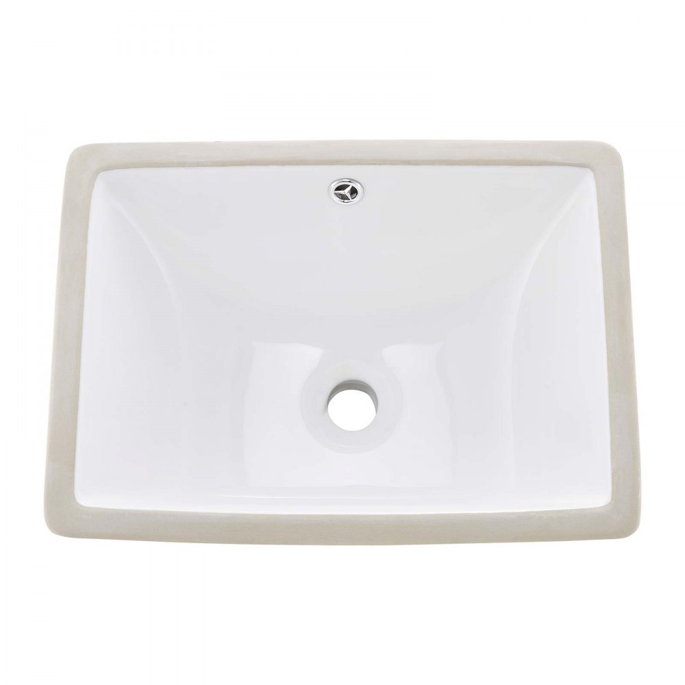 VEVOR Undermount Bathroom Sink, 18.11 x 12.99 Inch Rectangular White Ceramic Vessel Sink with Overflow Hole, Under Counter Drop in Modern Lavatory Vanity Bath Wash Bowl Basin, Rectangle Small Space
