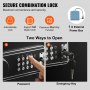 VEVOR gun safe with secure combination lock, password keypad, and key access, includes external power box.