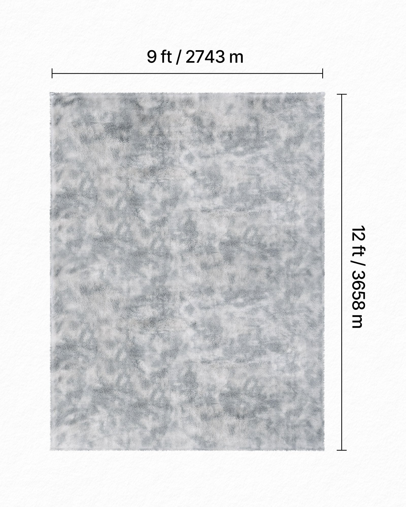 VEVOR Indoor Plush Area Rugs, 9 x 12 ft Soft Plush Carpet, Furry Shag Area Rugs for Living Room, Bedroom, Modern Home Decor Aesthetic Long-Pile Rug, Non-Shedding, Slip-Resistant, Tie-Dye Light Gray