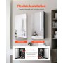 VEVOR Spiegelmedicijnkast (355 x 135 x 610 mm) voor badkamer met dubbele spiegel en verstelbare glazen planken, ingebouwd en aan de muur bevestigd, aluminium frame, badkamerkast