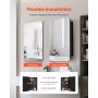 VEVOR Spiegelmedicijnkast (420 x 125 x 700 mm) voor badkamer met enkele spiegel en verstelbare glazen planken, ingebouwd en aan de muur bevestigd, aluminium frame, badkamerkast