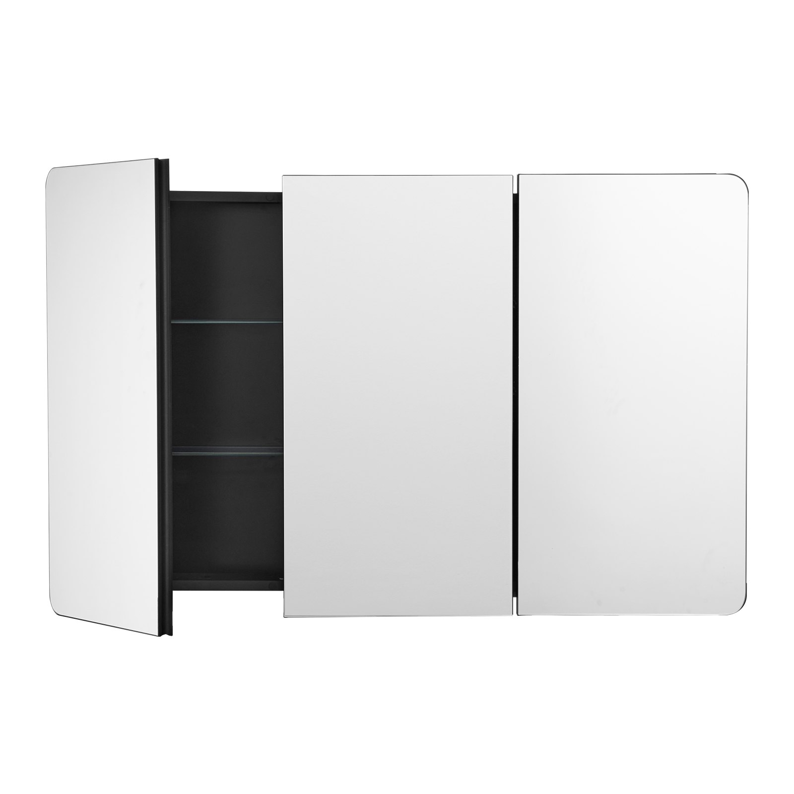 VEVOR Spiegelmedicijnkast (1017 x 135 x 647 mm) voor badkamer met 3 deuren en 3 spiegels, ingebouwd en aan de muur bevestigd, aluminium frame, badkamerkast