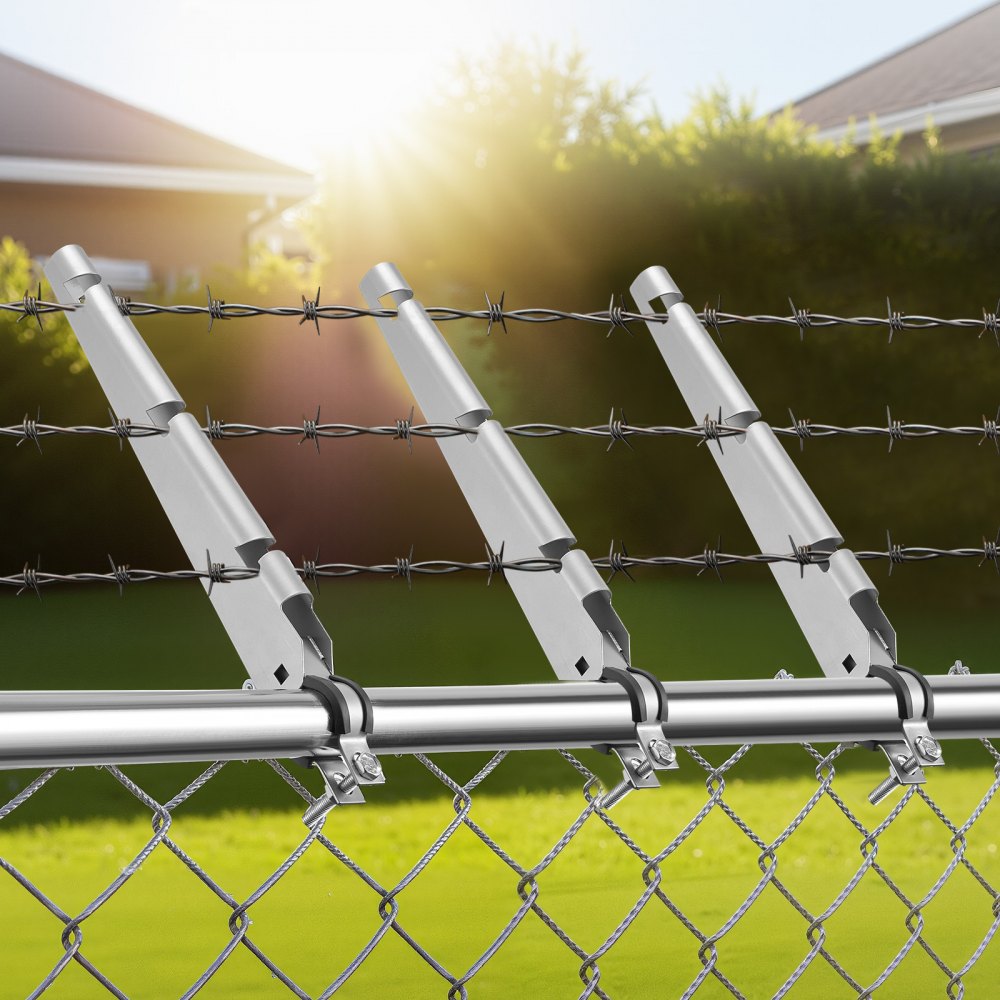 VEVOR Barbed Wire Arm, 10 Packs 14.8 in Fence Post Extender for 1.3" to 1.5" Chain Link Fences, U Bracket Design, Galvanized Steel Fence Height Extender, Protect Privacy and Prevent Pets Jumping Off
