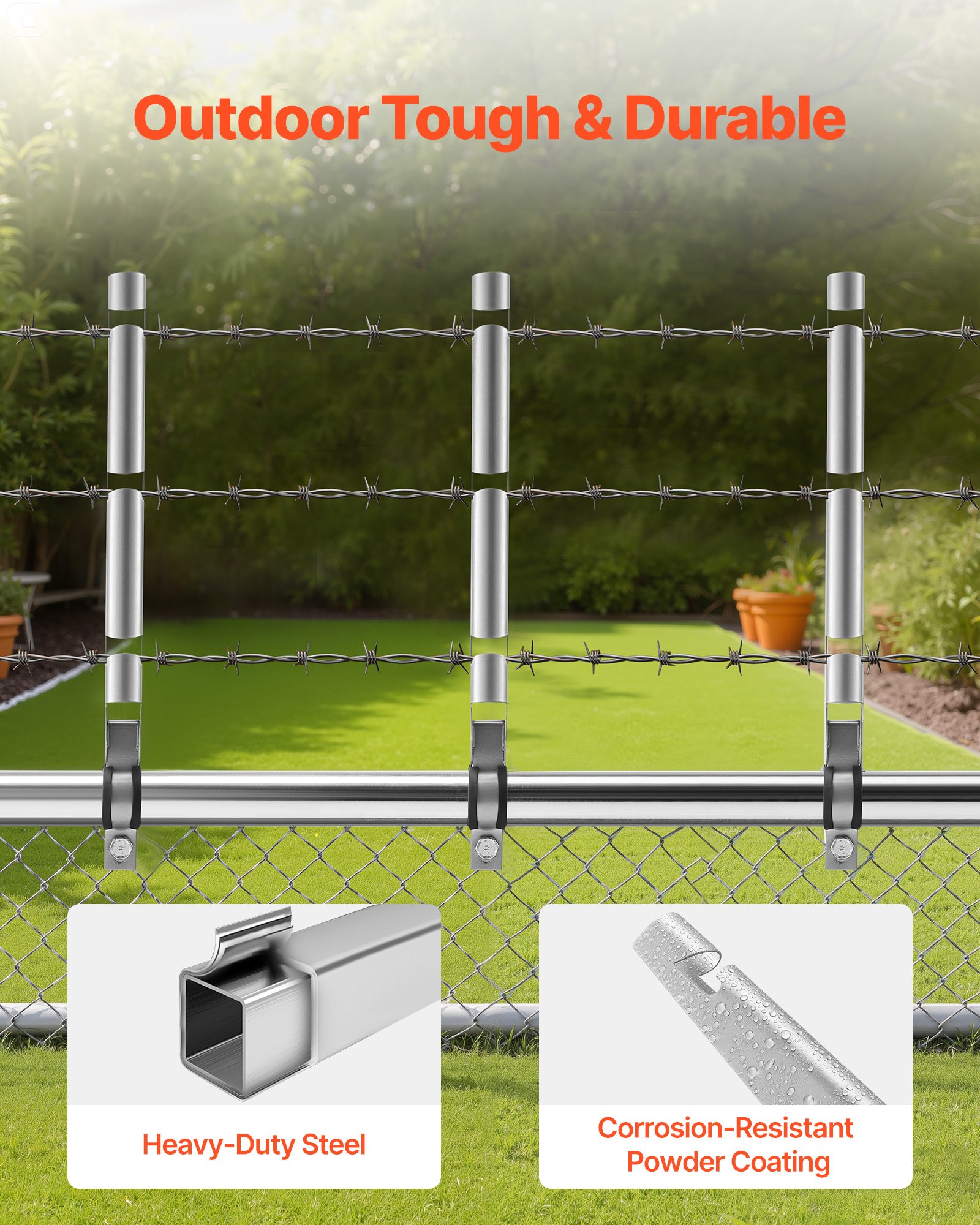 VEVOR Anti-Climb Fence Riser, 10-pack, prikkeldraadafleider 375 mm, prikkeldraadhouder voor 3,3 cm tot 3,8 cm schakelhekken, Ω beugelontwerp, gegalvaniseerde stalen prikkeldraadarm