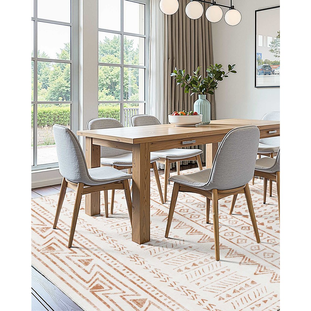 VEVOR Area Rug, 5 x 7 ft Large Washable Rug, Non-Slip and Tear-Resistant Soft Carpet, Pet & Child Friendly Modern Area Rugs, Indoor Mat for Bedroom, Office, Living Room, Kids Room, Entryway, Beige