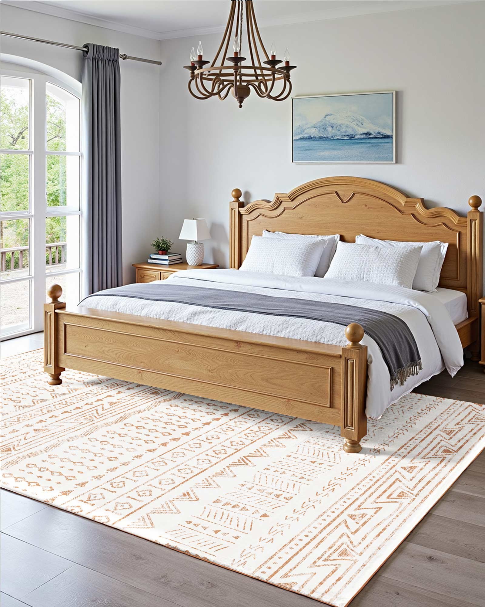 VEVOR Area Rug, 5 x 7 ft Large Washable Rug, Non-Slip and Tear-Resistant Soft Carpet, Pet & Child Friendly Modern Area Rugs, Indoor Mat for Bedroom, Office, Living Room, Kids Room, Entryway, Beige