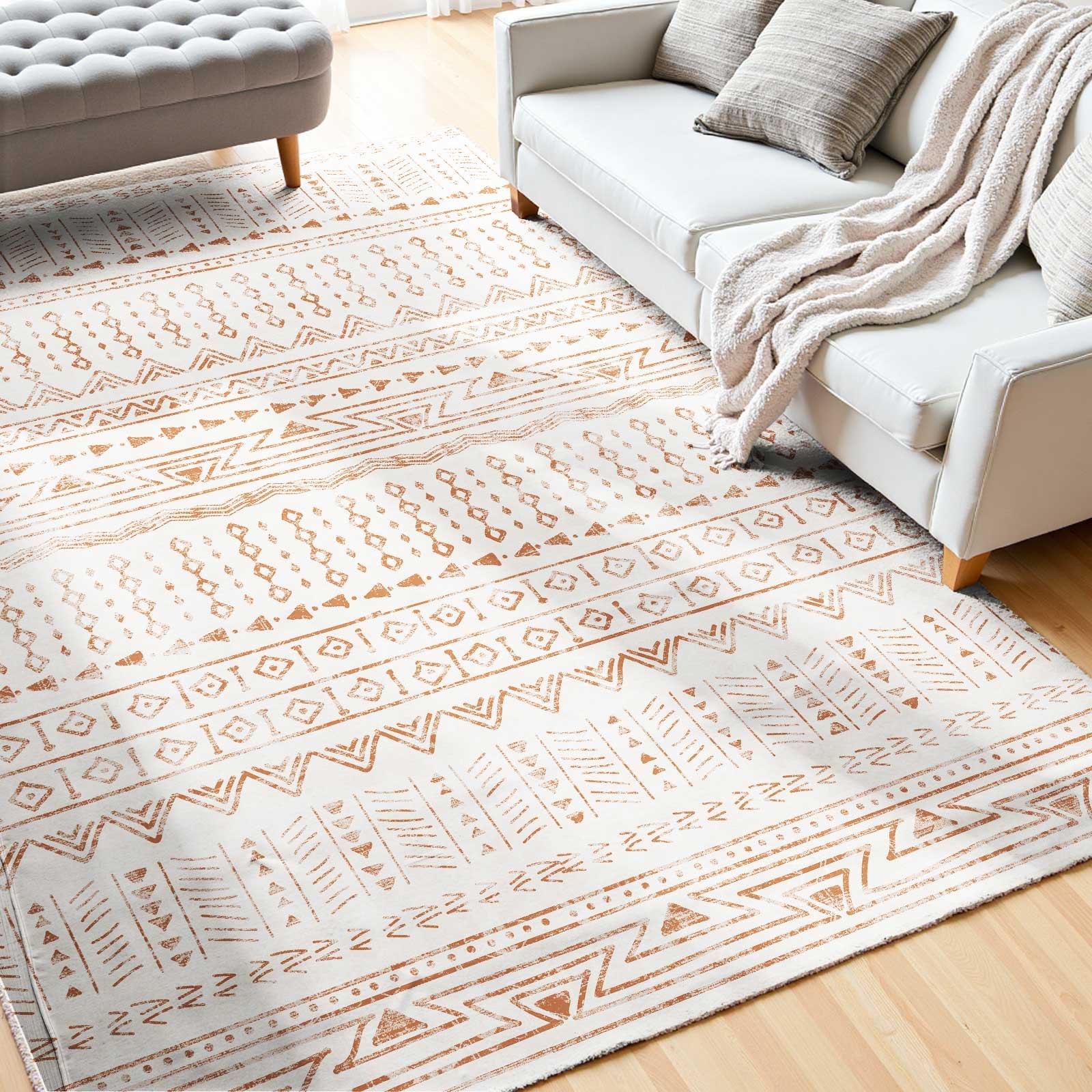 VEVOR Area Rug, 5 x 8 ft Large Washable Rug, Non-Slip and Tear-Resistant Soft Carpet, Pet & Child Friendly Modern Area Rugs, Indoor Mat for Bedroom, Office, Living Room, Kids Room, Entryway, Beige