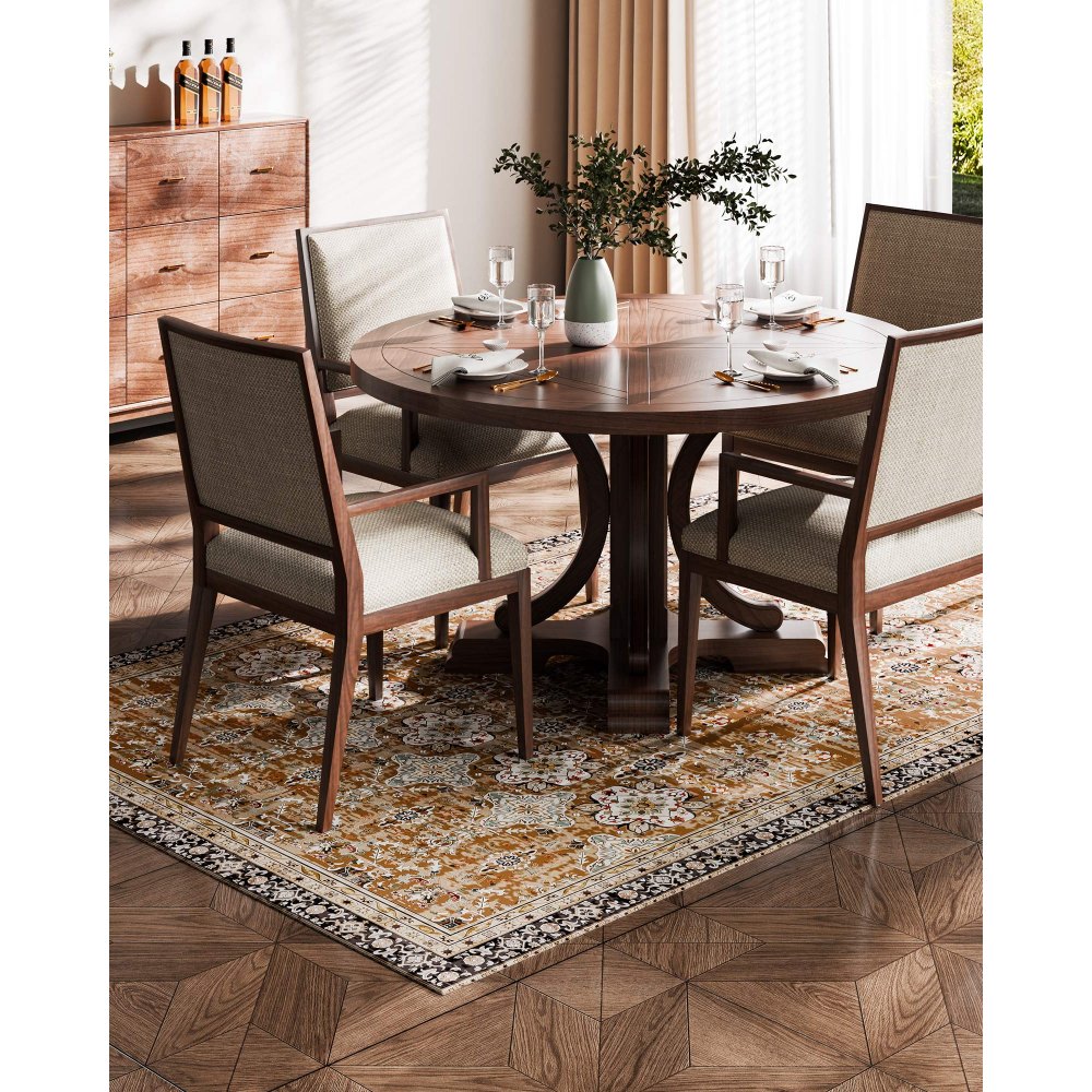 VEVOR Area Rug, 6 x 9 ft Large Washable Rug, Non-Slip and Tear-Resistant Soft Carpet, Pet & Child Friendly Vintage Area Rugs, Indoor Mat for Bedroom, Living Room, Kids Room, Entryway, Brown Green