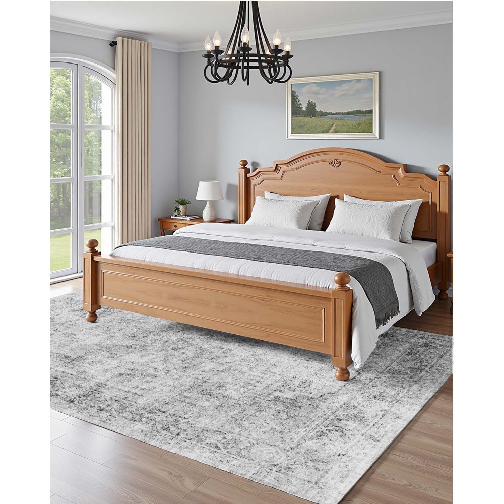 VEVOR Vloerkleed, 1829x2743 mm, kortpolig, wasbaar, antislip boho-stijl vloerkleed voor in de woonkamer, binnenmat voor slaapkamer, woonkamer, kinderkamer, hal, grijs