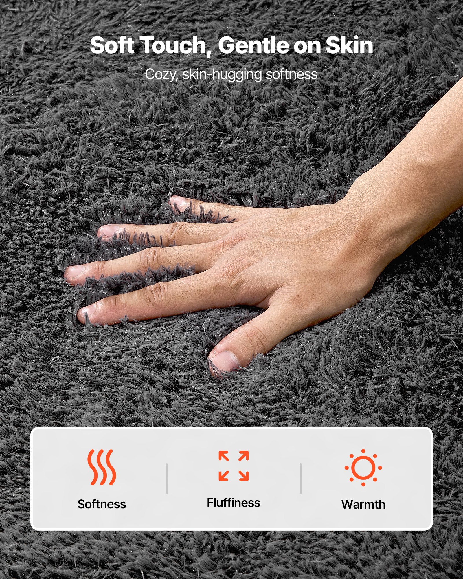 VEVOR Hoogpolig Tapijt 2438x1524 mm, pluche tapijt met drielaags materiaal, 35 mm poolhoogte, vloerkleed voor woonkamer, slaapkamer, serre, pluisvrij en zacht, antislip, grijs