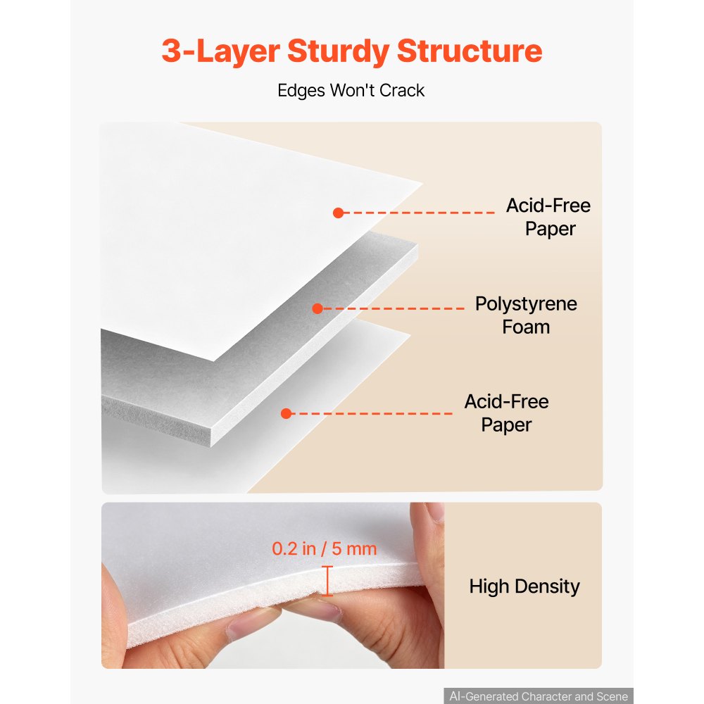 VEVOR 10-pack schuimkarton 760x1015mm posterkarton 5mm dik wit, schuimkarton voor doe-het-zelfprojecten, schilderijen, prints, tentoonstellingen, zuurvrij polystyreenschuim & dubbelzijdig karton, op maat te snijden