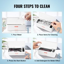 VEVOR Ultrasonic Cleaner Ultrasonic Stainless Steel Cleaner 15-20 W, 470 mL Ultrasonic Cleaner with Digital Display, White Four Available Models for Jewelry, Glasses, Watches, etc.
