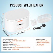 VEVOR Ultrasonic Cleaner Ultrasonic Stainless Steel Cleaner 30 W, 650 mL Ultrasonic Cleaner with Digital Display, White Five Available Models for Jewelry, Glasses, Watches, etc.