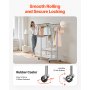 VEVOR Clothes Rack, Rolling Clothing Garment Rack with 2 Hanging Rods and 2 Storage Shelves, 120 kg Load Capacity, Adjustable Height Carbon Steel Clothing Racks for Bedroom, Laundry, Living Room