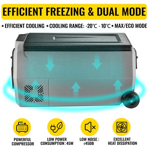 VEVOR Draagbare Auto Koelkast 45W Draagbare Elektrische Koelbox 36L Auto Vriezer Koelkast met Nauwkeurig Bedieningspaneel Geschikt voor Buitenactiviteiten zoals Picknicks, Kamperen, Reizen, enzovoort