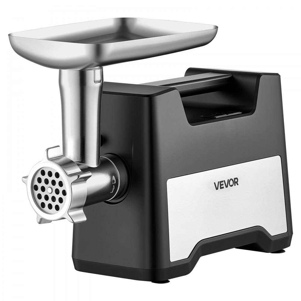 VEVOR elektrische vleesmolen 1,5–2 kg/min max. 1200 W worstvuller, 500 W motor, 21 mm worstvulbuis, 2 geperforeerde schijven (3/7 mm), vleesduwer, roestvrijstalen behuizing en kibbehset