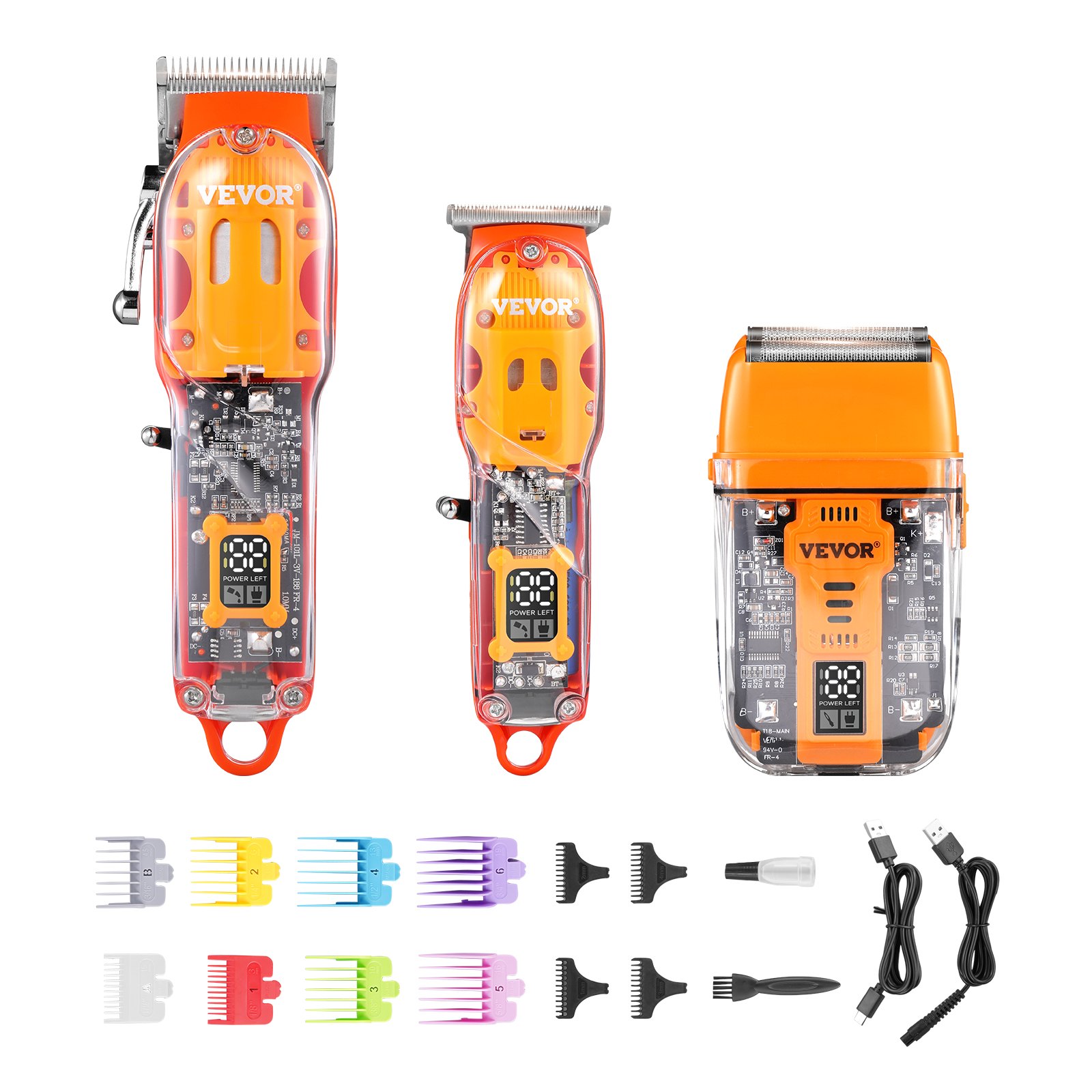 VEVOR Professionele tondeuse voor mannen, 3-in-1 tondeuse en scheerapparaatset, draadloze oplaadbare tondeuse voor het knippen en trimmen van haar, baardverzorgingsset voor mannen voor thuiskapper, ideaal cadeau