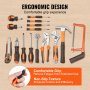 VEVOR tool kit with ergonomic design, various hand tools, and non-slip textured handles for comfort.