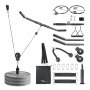 VEVOR Pulley System, 2 PCS LAT and Lift Pulley System, Gym Rack Pulleys Attachment with two Steel Cables, Short Bar, Dual Grip Handles, Cable Machine for Bicep, Shoulder, Back, Up to 150 kg Capacity