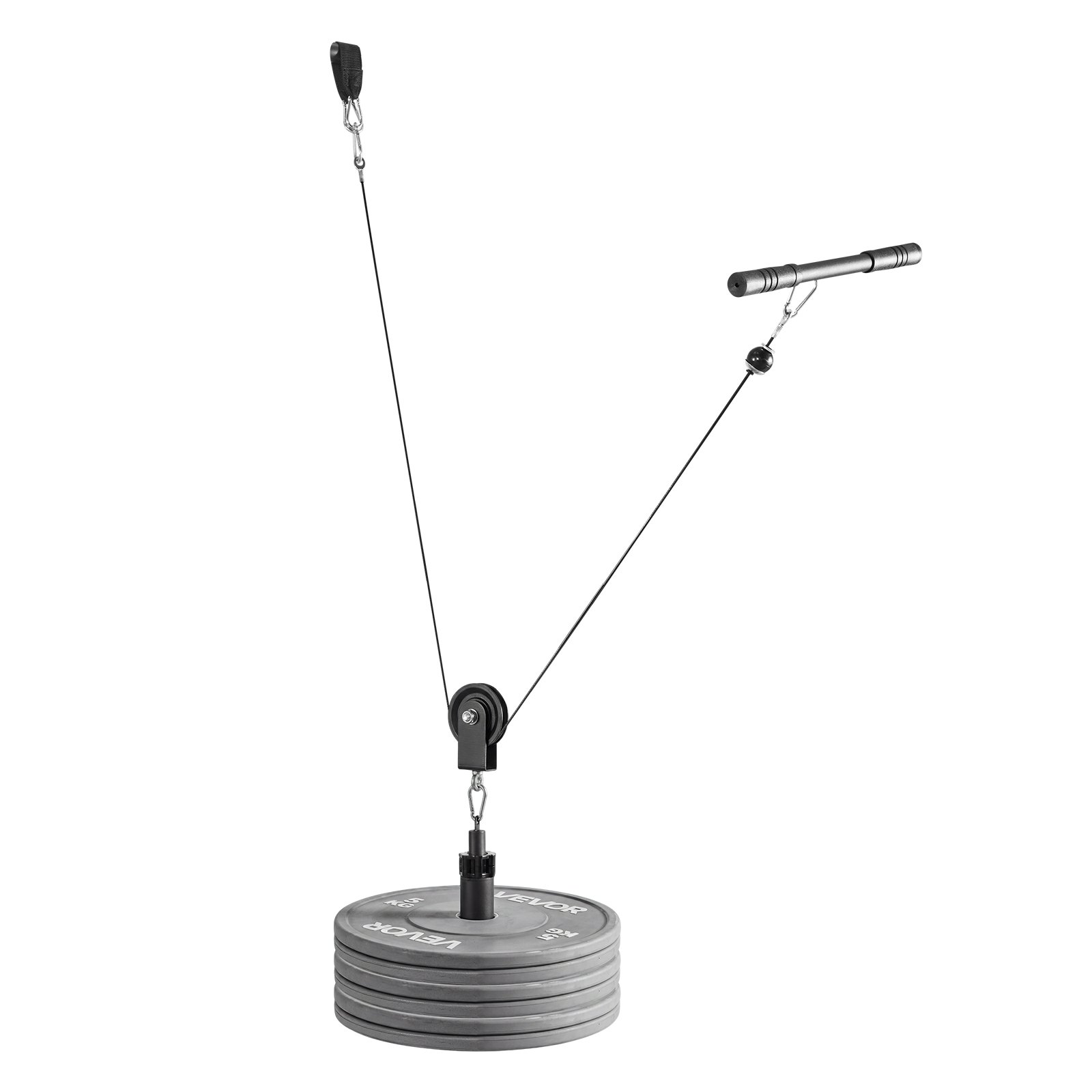 VEVOR Kabelkatrolsysteem, 2-delige latpulldown-unit, draagvermogen tot 150 kg, krachttrainingsapparatuur met latpulldownstang en kabelkatrol, oefeningen voor armen, rug en schouders, katrolsysteem doe-het-zelf latpulldowntoren voor thuisfitness