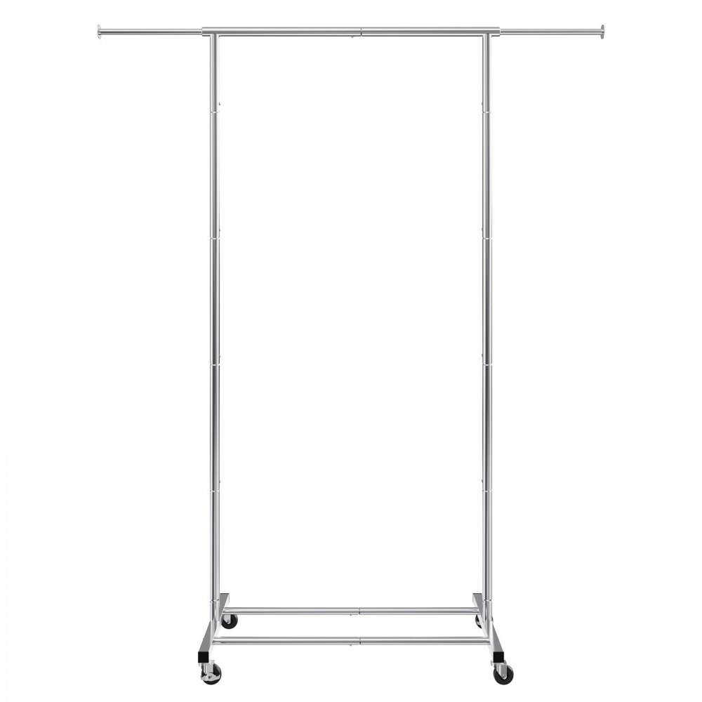 VEVOR Clothes Rack with Wheels, Heavy Duty Clothing Garment Rack with Hanging Rod and Bottom Storage Area, Adjustable Length Clothing Rack, 2 Lockable Wheels