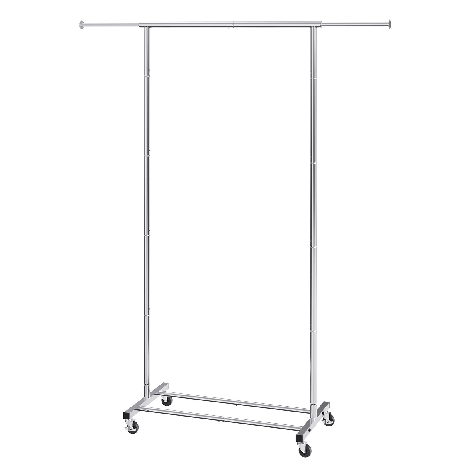 VEVOR Clothes Rack with Wheels, Heavy Duty Clothing Garment Rack with Hanging Rod and Bottom Storage Area, Adjustable Length Clothing Rack, 2 Lockable Wheels