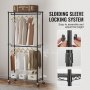 VEVOR Rolling Clothes Rack Coat Rack 1 Clothes Rail 2-Layer 136kg Load Capacity Heavy Duty Rolling Clothes Rack for Bedroom, Laundry Room, Dressing Room, Entryway etc.