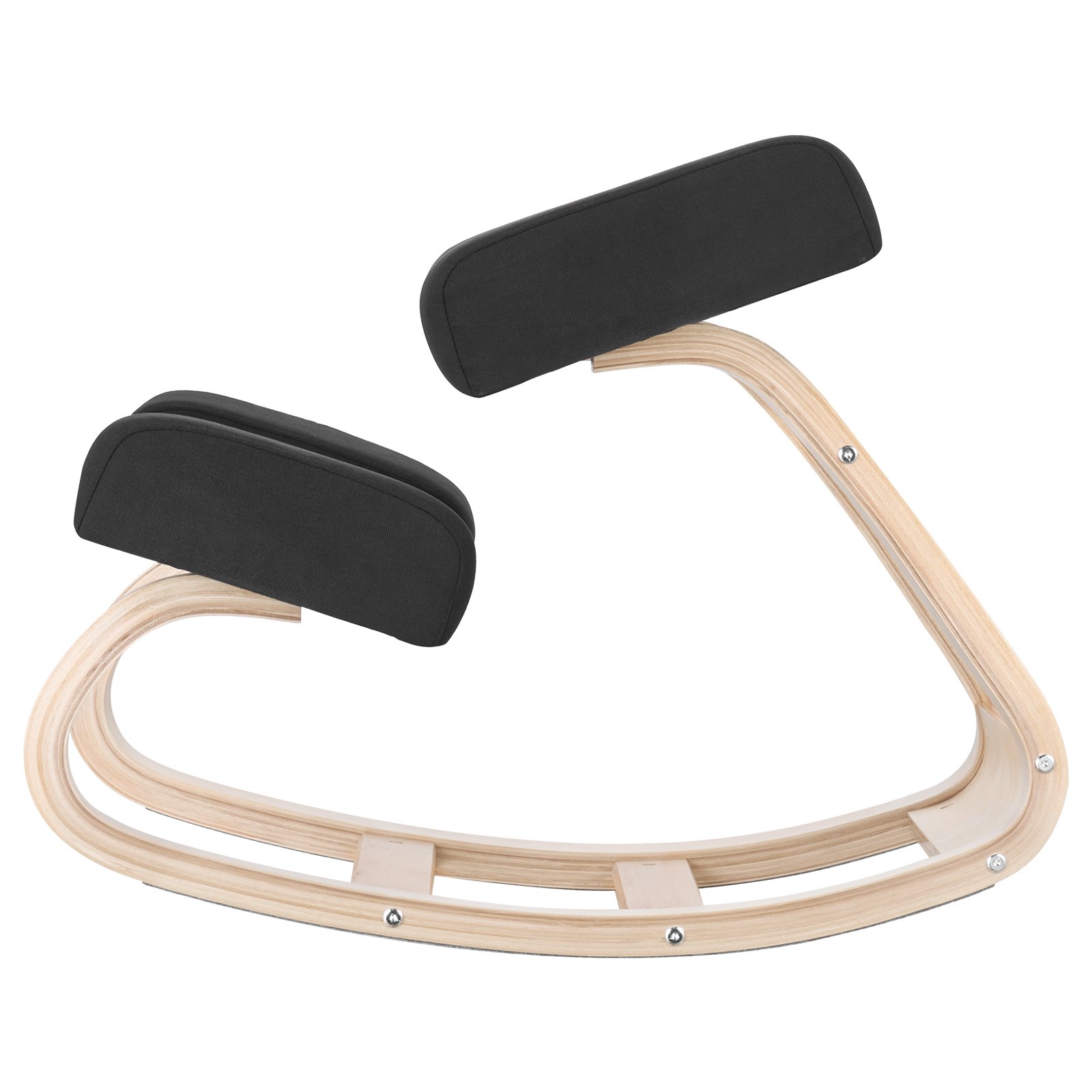 VEVOR Ergonomische knielstoel met dikke schuimkussens en stevig massief houten frame, knielstoel voor nek- en rugverlichting, draagvermogen tot 65 kg, ideaal voor thuis, kantoor en meditatie, zwart