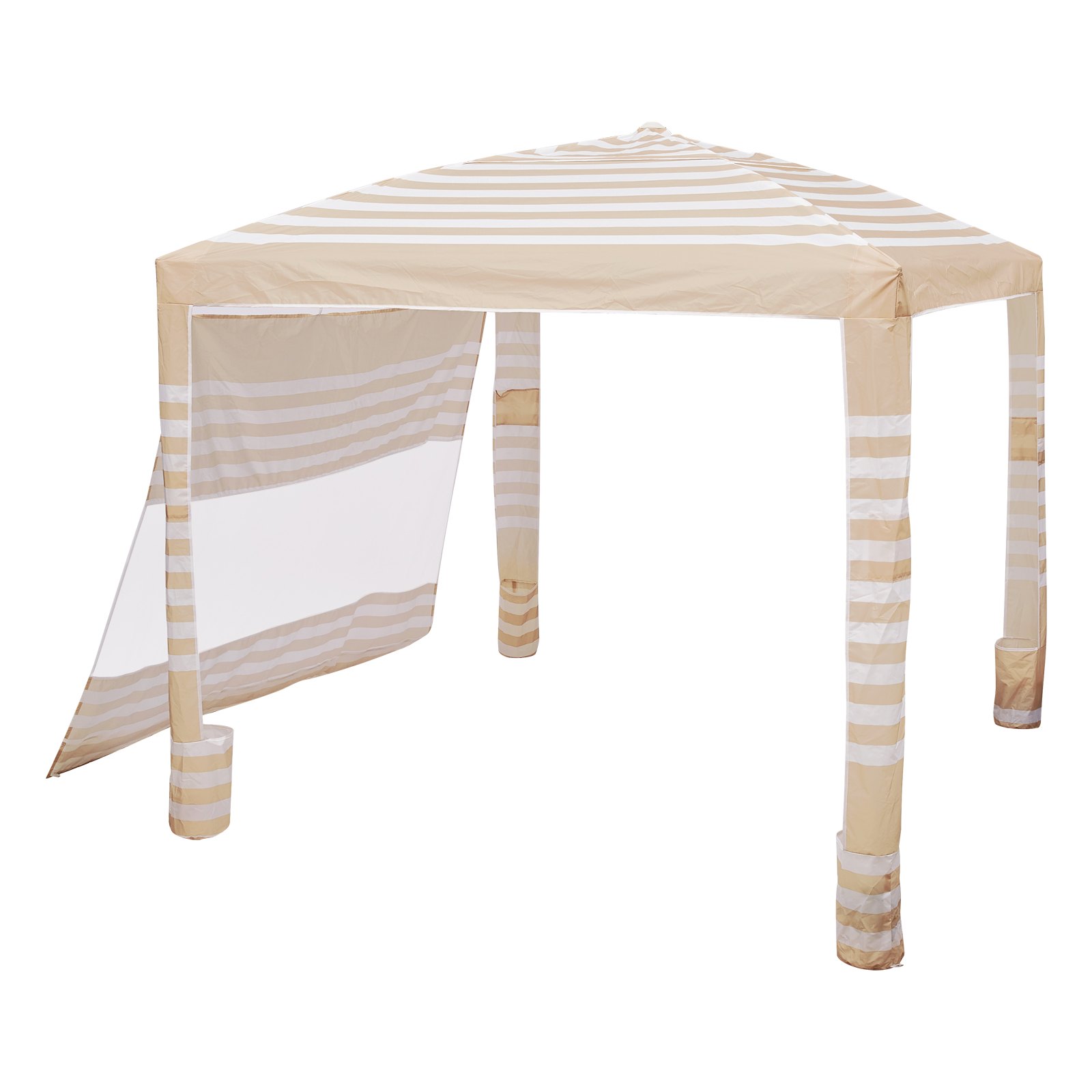 VEVOR strandcabana, 2,4 x 2,4 m strandluifel met zijwanden, UPF 50+ zonbescherming, cabana met zandzakken, in hoogte verstelbaar en draagbaar zonnescherm voor het hele gezin en vrienden.
